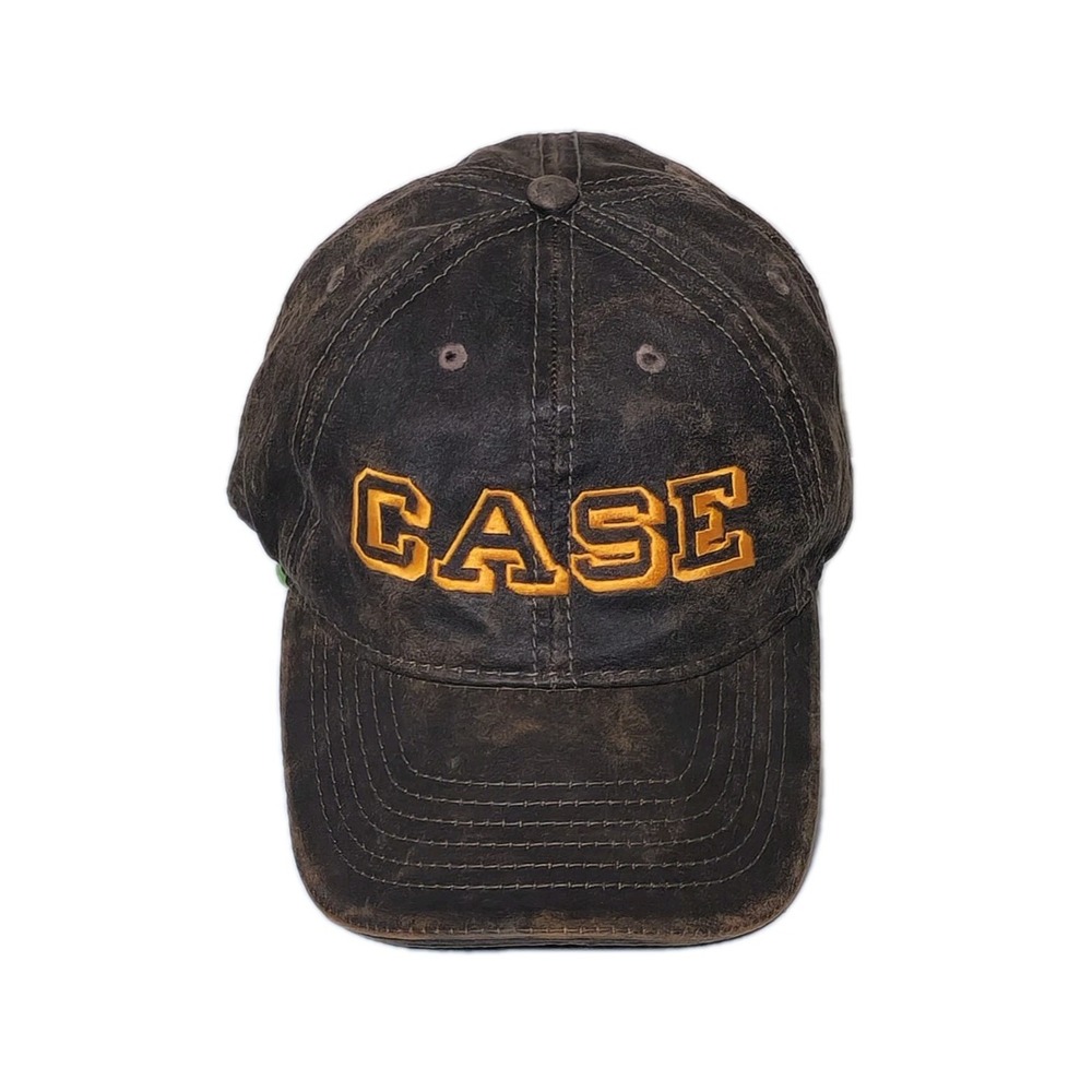 Case Embroidered Strap Back  2009, BRN Faux Worn Leather, Adj Baseball Hat x 24